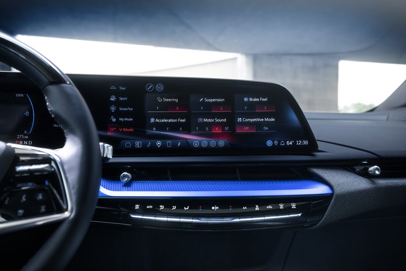 The 2026 OPTIQ-V Display Screen Displaying the V-Mode Settings | Buzz Chew Cadillac in SOUTHAMPTON NY