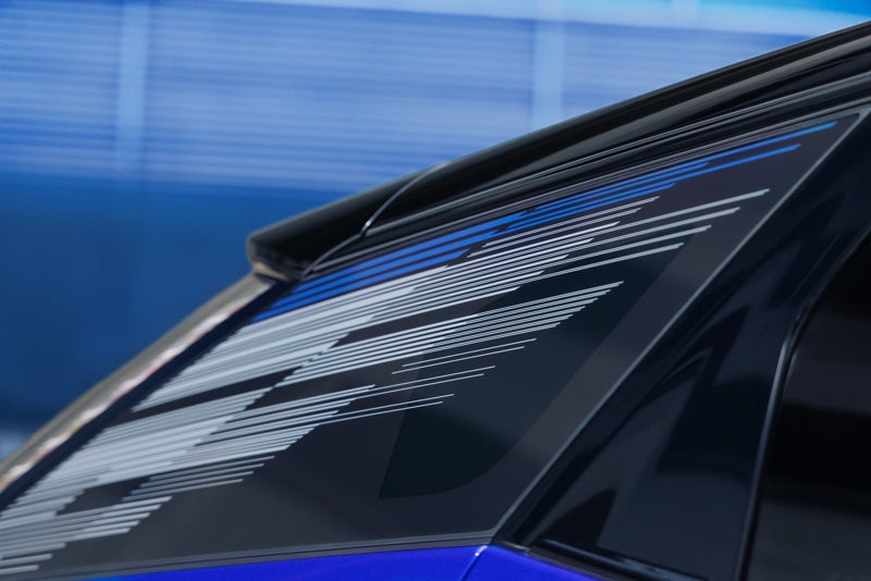 Close-up of the Modern Pattern on the 2026 OPTIQ-V Rear Quarter Glass | Buzz Chew Cadillac in SOUTHAMPTON NY